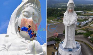 187 फीट ऊंची देवी मूर्ति के फेस पे मास्क पहनाया, कारण जानकर होश उड़ जाएंगे
